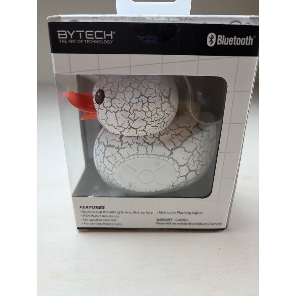 Bytech Ducky Bluetooth Speaker Water Resistant IPX4 White Crackle Suction Cup